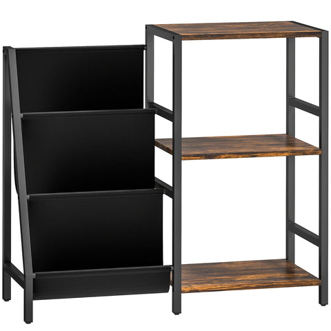 HOMCOM 3-Tier Record Player Stand, End Table for Living Room, Bedroom - Rustic Brown