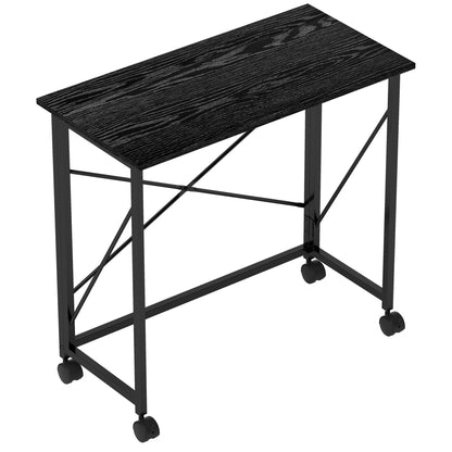 HOMCOM 80 cm Folding Desk on Wheels - Black