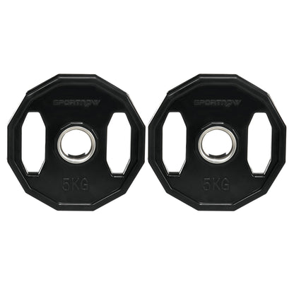 SPORTNOW Olympic Weight Plates Set, Metal and Rubber Bumper Plates Weights Discs with 2"/5cm Holes, for Home Gym Weight Lifting Strength Training, 2 x 5kg, Black