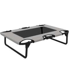 PawHut Portable Raised Dog Bed, Elevated Pet Cot with Breathable Mesh for Indoor Outdoor, for Small Medium Dogs, Light Grey