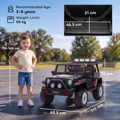 AIYAPLAY 12V Kids Electric Ride on Car with 2 Motors, Remote Control, Soft Start, Four-Wheel Suspension, Seat Belt