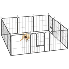 PawHut 12-Panel Solid Dog Playpen with Doors, for Small Dogs, 60cm High, Black