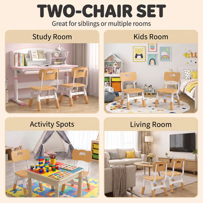 AIYAPLAY 2 PCS Kids Desk Chairs, 3 Level Height Adjustable Children's Chairs with Backrest for 1.5-8 Years, Max Load 50KG, Brown