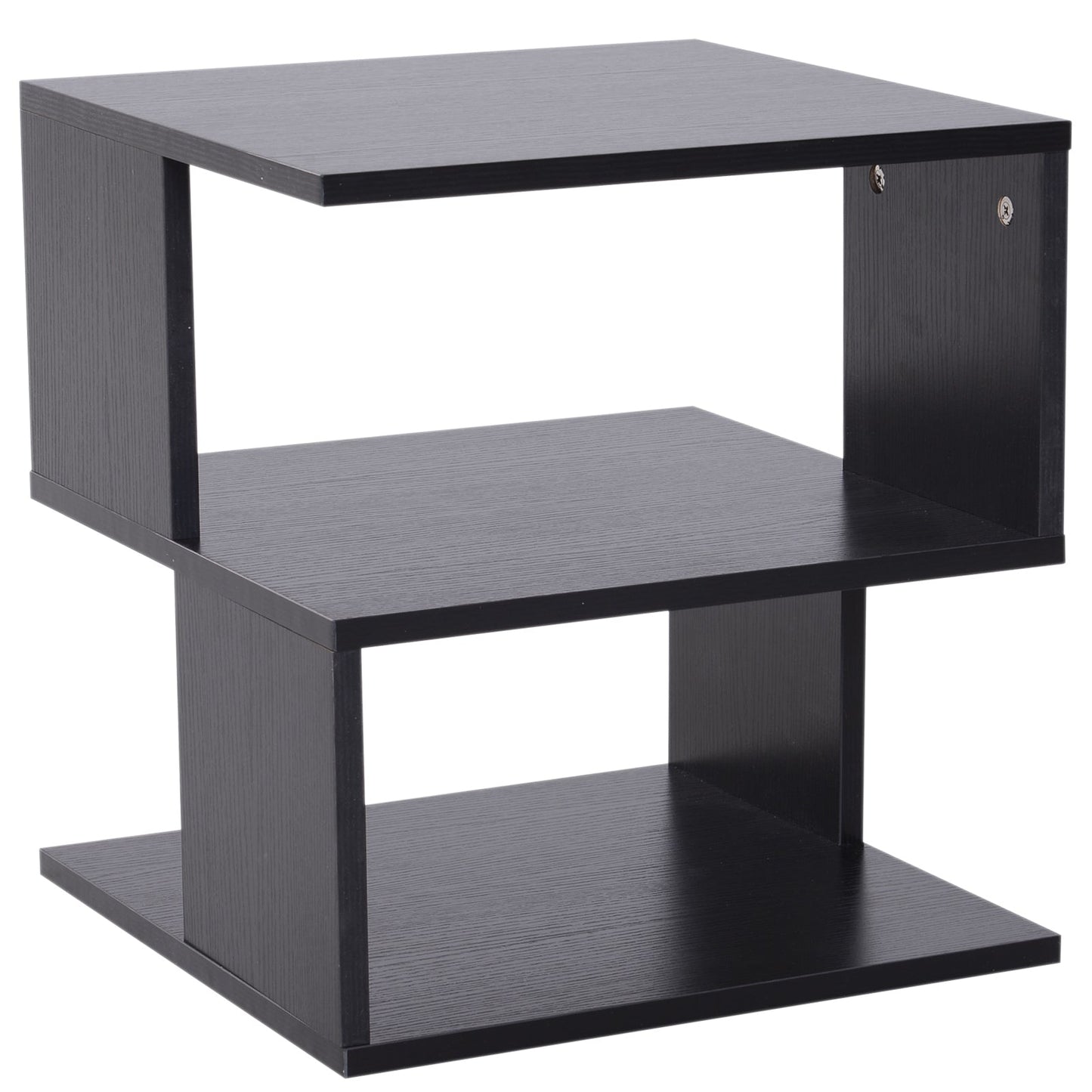 Modern Square 2 Tier Wood Coffee Side Table Storage Shelf Rack Living Room Black