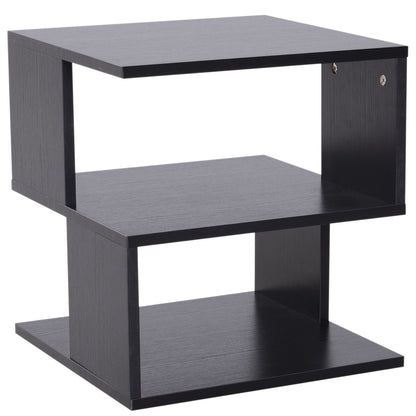 Modern Square 2 Tier Wood Coffee Side Table Storage Shelf Rack Living Room Black