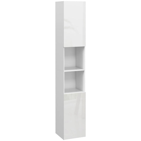 kleankin Multi-Storage Slim Bathroom Cabinet - High Gloss White