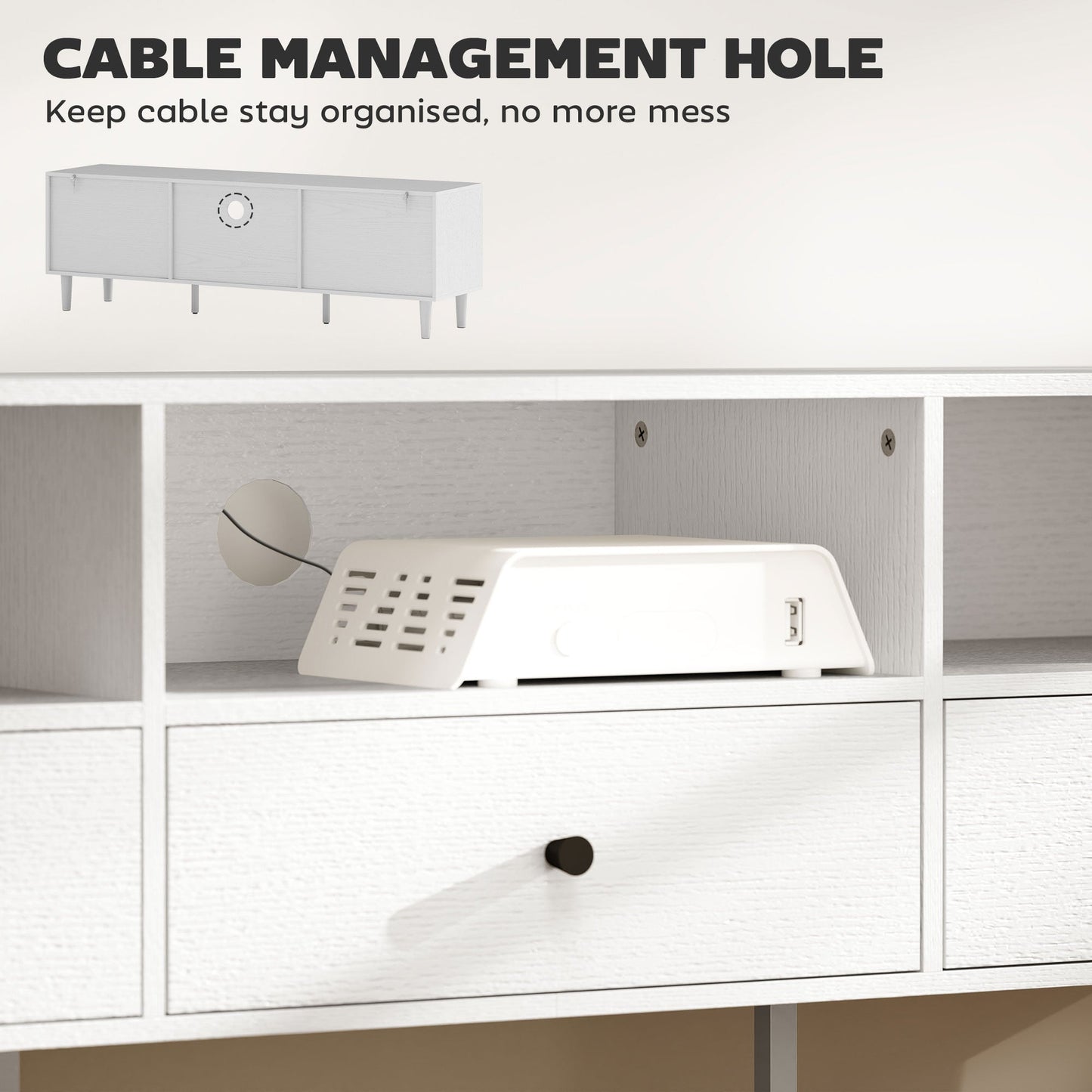 HOMCOM Multi-Storage Minimal TV Stand - White