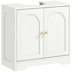 HOMCOM Under Sink Bathroom Cabinet with 2 Arch Doors - White