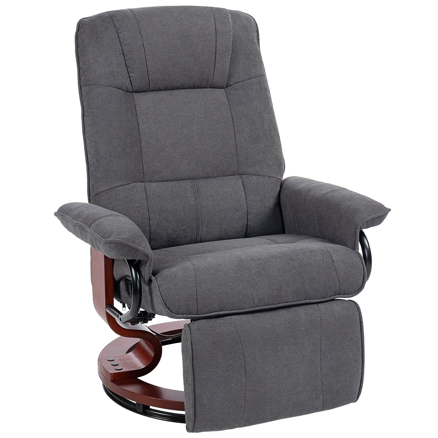 HOMCOM Reclining Swivel Chair, with Footrest - Grey