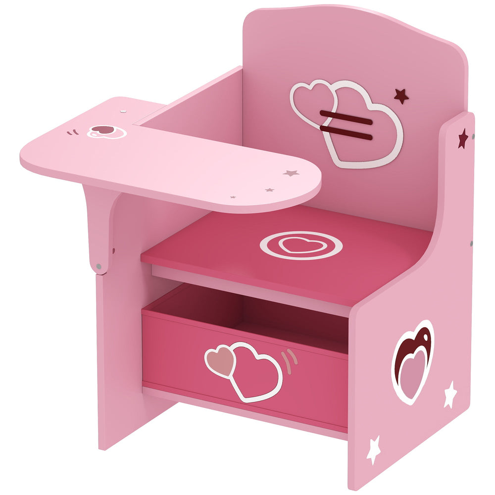 AIYAPLAY Kids Table and Chair Set, Children Desk and Chair with Storage Bins for Playing, Reading, Painting, for Ages 3-5, Pink
