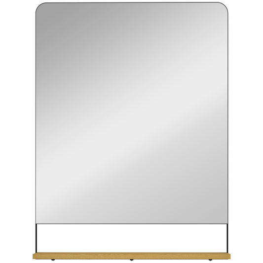 HOMCOM Wall Mirror with Wood Shelf - Black
