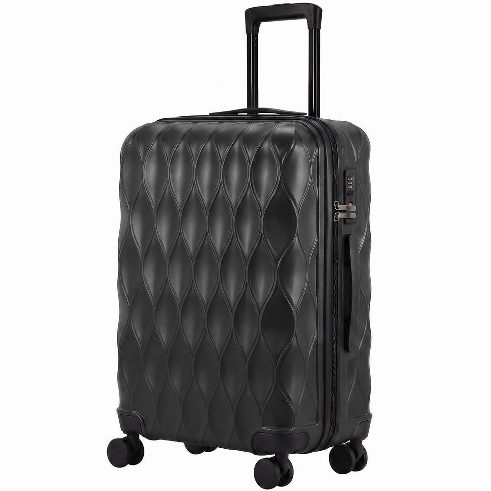 HOMCOM 2-Piece Luggage Set, ABS Hard Shell Carry On Suitcase Set with TSA Lock, USB Port, Spinner Wheels, 12/20 inch, Black