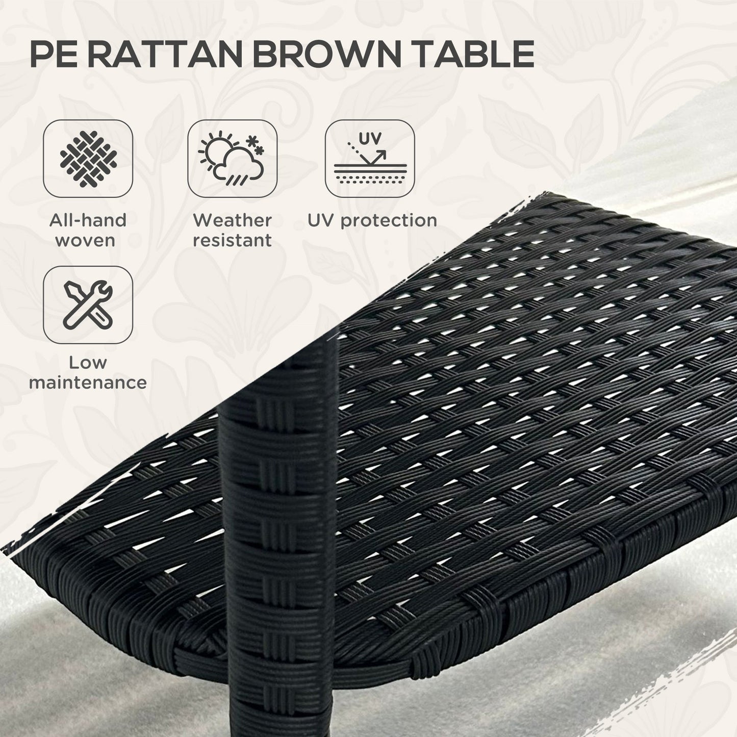 Outsunny Two-tier PE Rattan Square Coffee Table - Black