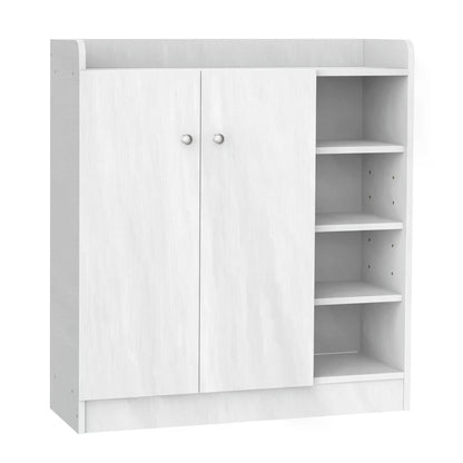 HOMCOM Shoe Storage Cabinet Two Doors w/ Adjustable 4 Shelves Cupboard Footwear Rack Stand Organiser Hallway White