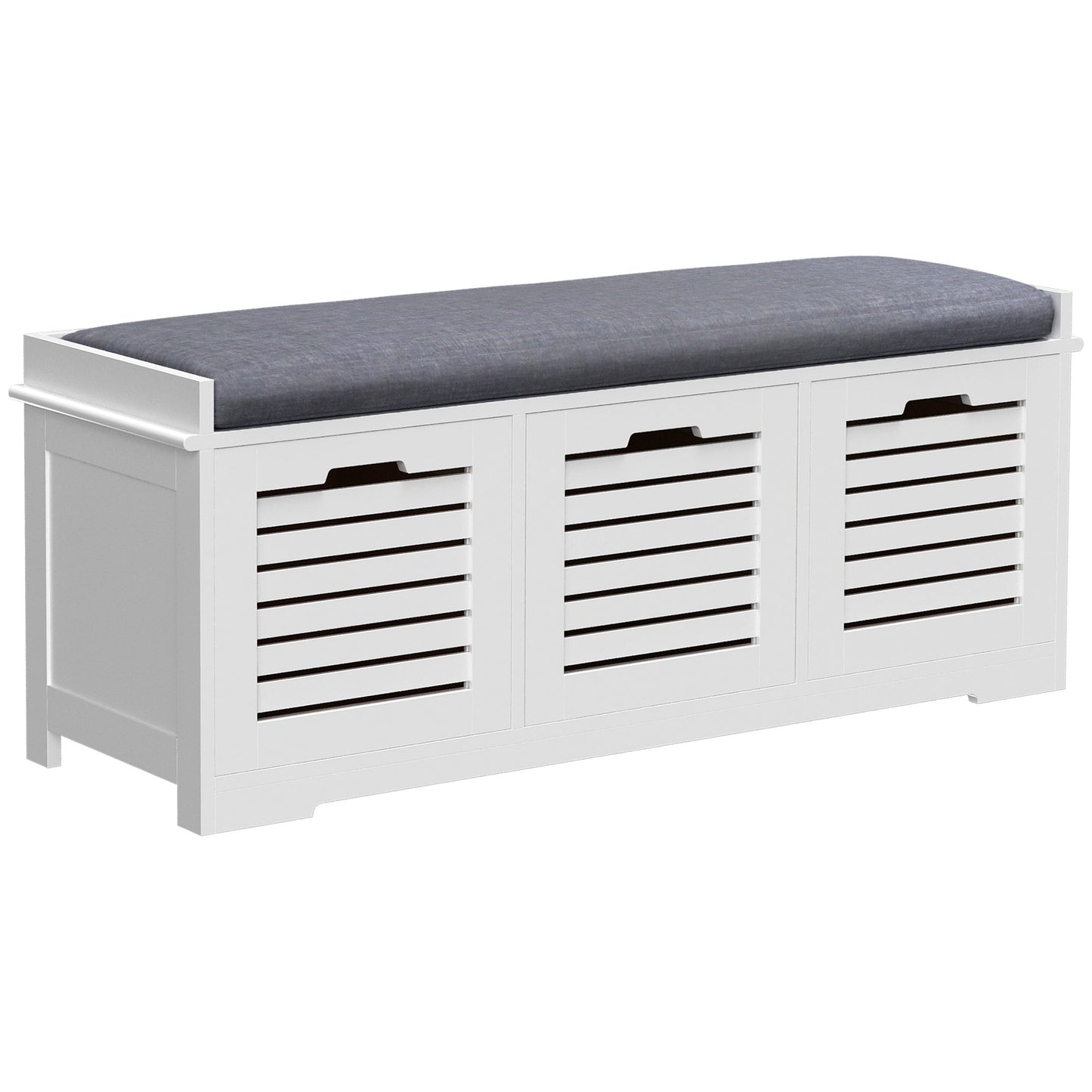 HOMCOM 3-Drawer Shoe Storage Bench - White