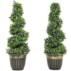 HOMCOM Set of Two 90cm Artificial Lavender Trees
