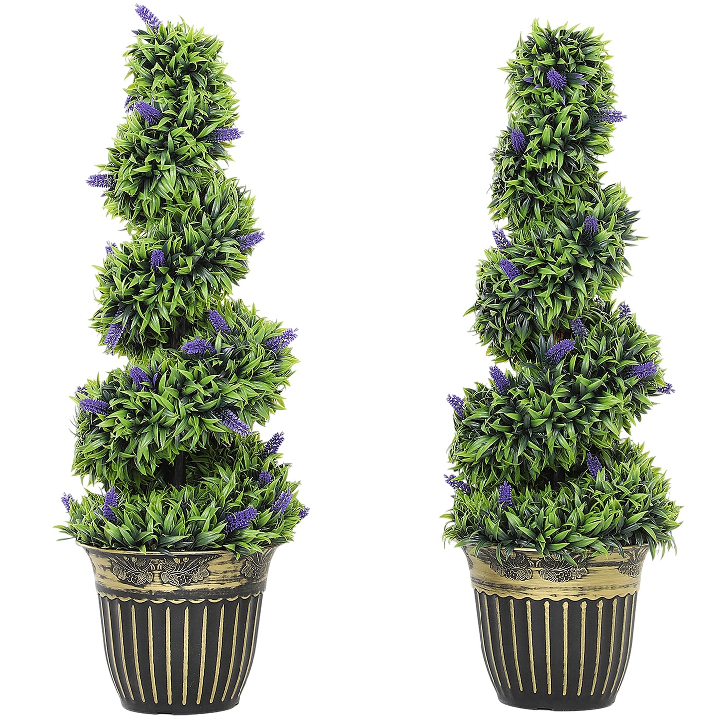 HOMCOM Set of Two 90cm Artificial Lavender Trees