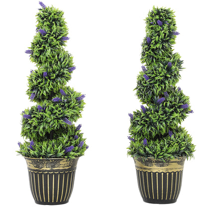 HOMCOM Set of Two 90cm Artificial Lavender Trees