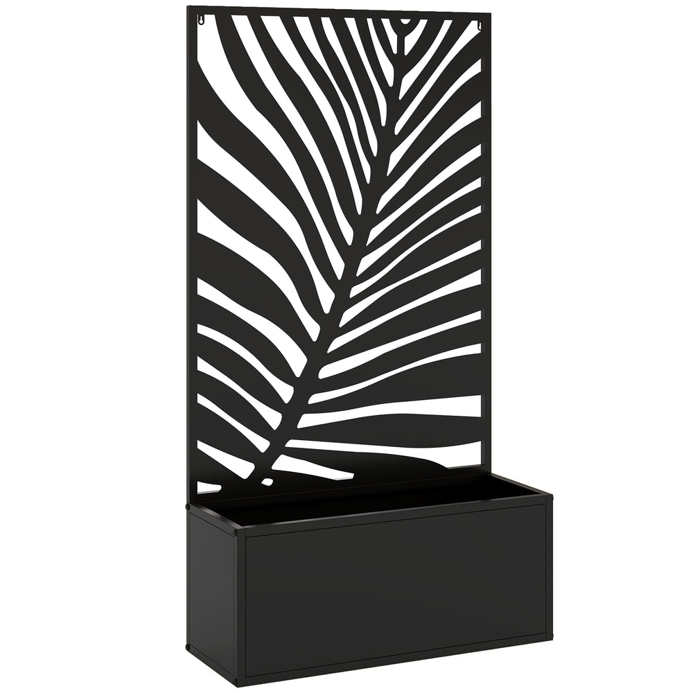 Outsunny Metal Garden Bed for Garden with Trellis, Wall Mounted or Freestanding Raised Planter with Privacy Screen