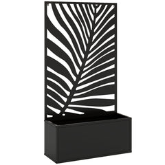 Outsunny Metal Garden Bed for Garden with Trellis, Wall Mounted or Freestanding Raised Planter with Privacy Screen