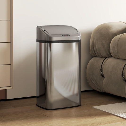 HOMCOM 48L Stainless Steel Sensor Bin - Silver-Tone