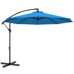 Outsunny 3m Overhanging Cantilever Parasol, with Cross Base - Blue