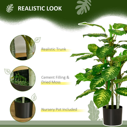 HOMCOM 2 PCs Artificial Evergreen Tree Fake Decorative Plant in Nursery Pot for Indoor Outdoor DÃ©cor, Green