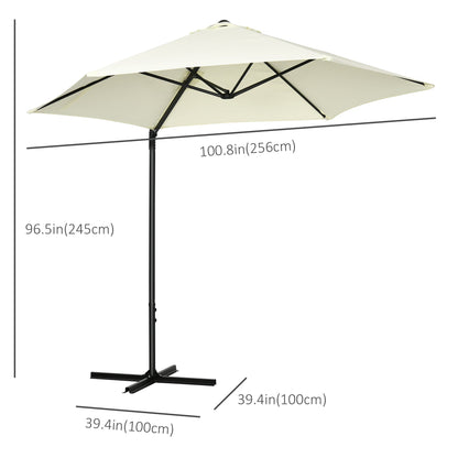 Outsunny 2.5M Garden Cantilever Parasol, Offset Roma Patio Umbrella Hanging Sun Shade Canopy Shelter with 360 Rotation and Cross Base, Beige