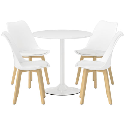 HOMCOM Five-Piece Modern Dining Set - White