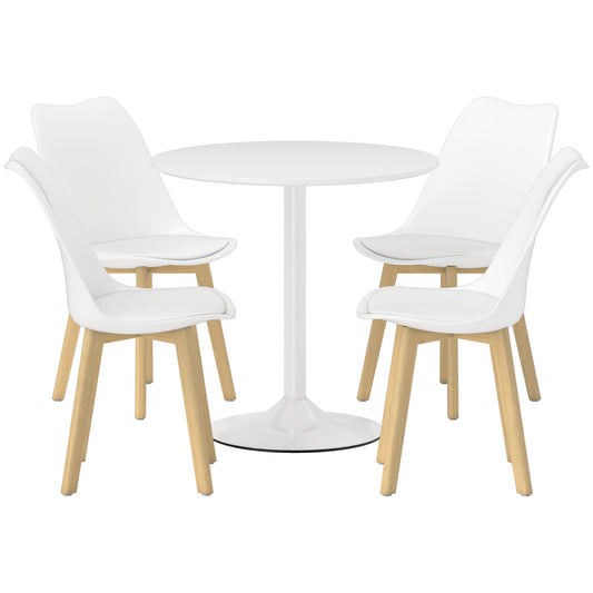 HOMCOM Five-Piece Modern Dining Set - White