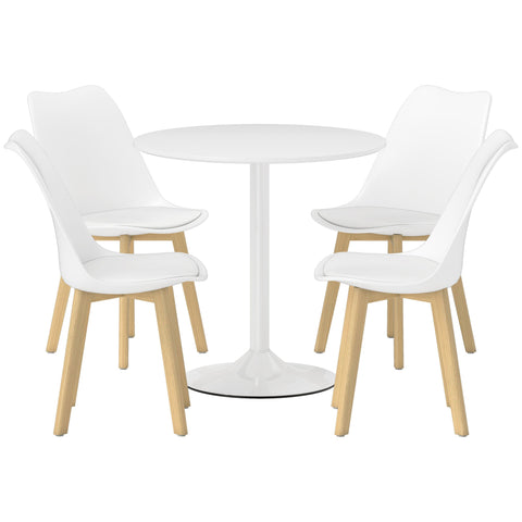HOMCOM Five-Piece Modern Dining Set - White