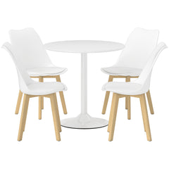 HOMCOM Five-Piece Modern Dining Set - White