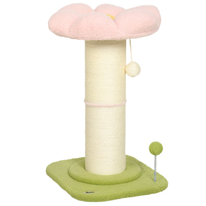 PawHut Cat Tree, Flower Cat Scratching Post with Thick Sisal Post, Dangling & Spring Balls, Bed, Kitty Activity Centre