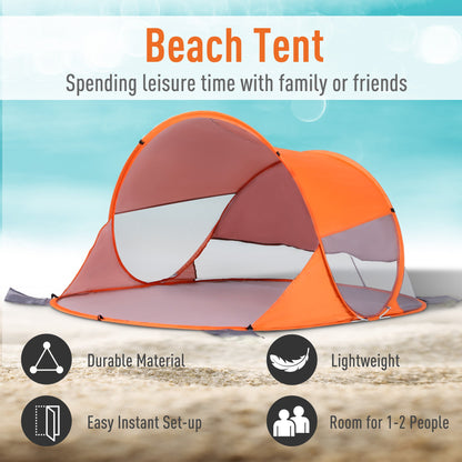 Outsunny Fibreglass Frame 2 Person Pop-Up Lightweight Camping Tent Orange