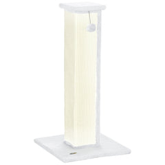 PawHut 81cm Cat Scratcher, Vertical Full Scratcher w/ Natural Sisal Rope, Hanging Ball, Soft Plush - White