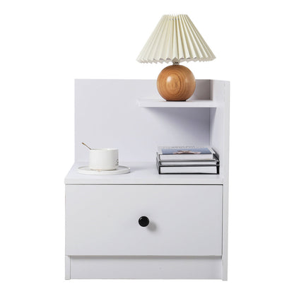 Urban Style Bedside Table with Drawer and Open Shelf Wooden Nightstand