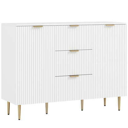 HOMCOM 2-Door Sideboard with 3 Drawers and Adjustable Shelves - White