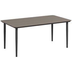 Outsunny Garden Table, Outdoor Dining Table for 6 People, 160 x 90 x 74 cm, with Rust Resistant Metal Frame, WPC Top, for Balcony, Terrace, Dark Grey