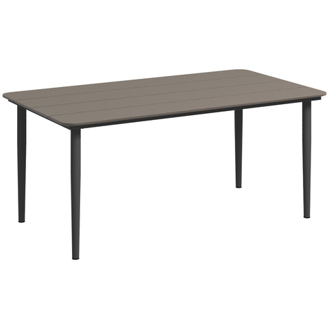 Outsunny Garden Table, Outdoor Dining Table for 6 People, 160 x 90 x 74 cm, with Rust Resistant Metal Frame, WPC Top, for Balcony, Terrace, Dark Grey