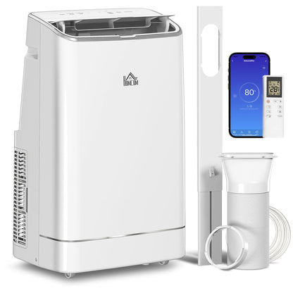 HOMCOM 14000 BTU Mobile Air Conditioner, 35m√Ç¬≤, Smart Home WiFi, with Dehumidifier, Fan, 24H Timer, Window Kit, White