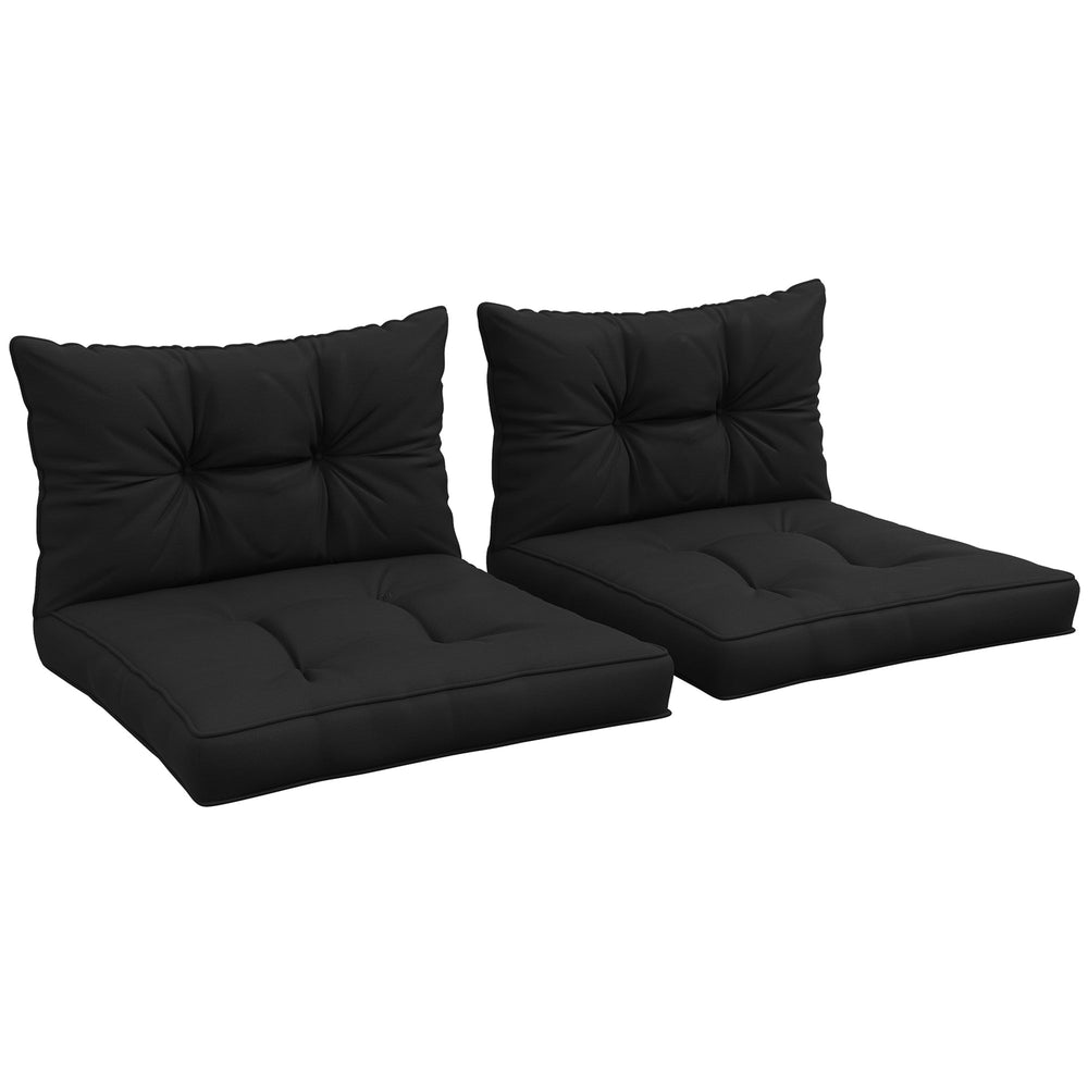 Outsunny 4-Piece Seat Cushions Back Pillows Replacement, Patio Chair Cushions Set for Indoor Outdoor, Black