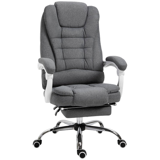 Vinsetto Office Chair with Footrest Computer Swivel Rolling Task Recliner for Home with Retractable Footrest, Arm, Grey