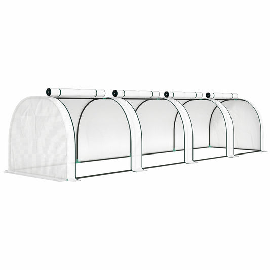 Outsunny 395  x 100 cm Low Tunnel Greenhouse - White