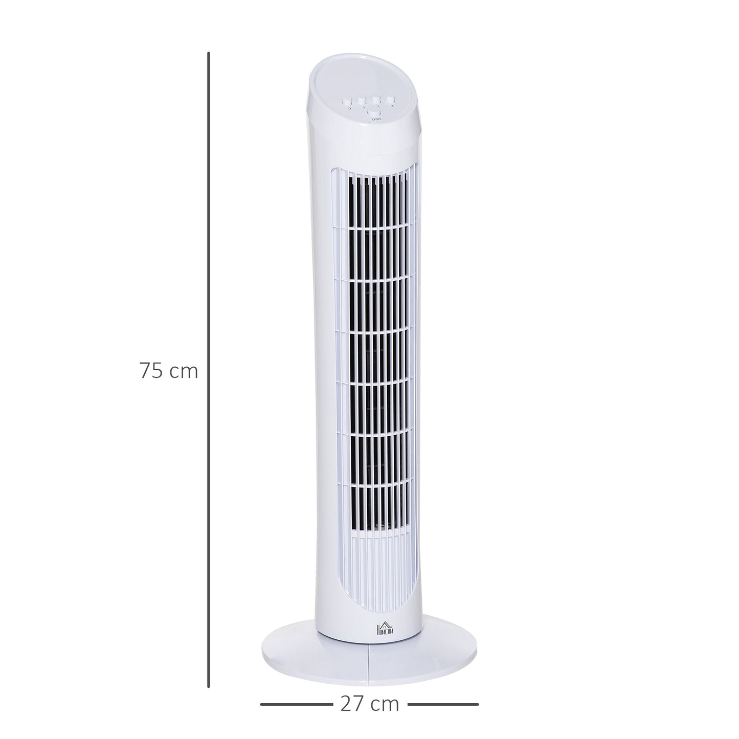 HOMCOM Tower Fan for Bedroom Cooling, 30 Inch Electric 70 Oscillating Fan with 3 Speed Settings, Standing Floor Fan for Home Office Indoor, White