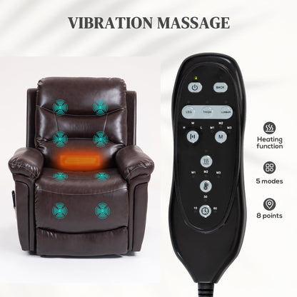 HOMCOM Power Lift Recliner Chair with Vibration Massage, Heat, USB - Brown