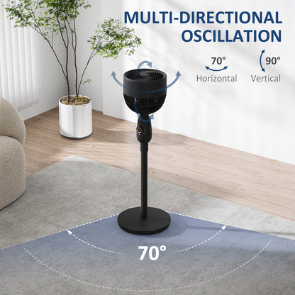 HOMCOM Pedestal Fan, Powerful Air Circulator, 12 Inch Floor Standing Fan with 3 Speed Settings, Oscillating Function for Bedroom, Home and Office, Black