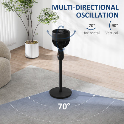 HOMCOM Pedestal Fan, Powerful Air Circulator, 12 Inch Floor Standing Fan with 3 Speed Settings, Oscillating Function for Bedroom, Home and Office, Black