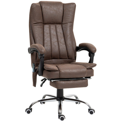 Vinsetto Vibrating Massage Office Chair with Heat, Desk Chair with Height Adjustable and Footrest, Dark Brown