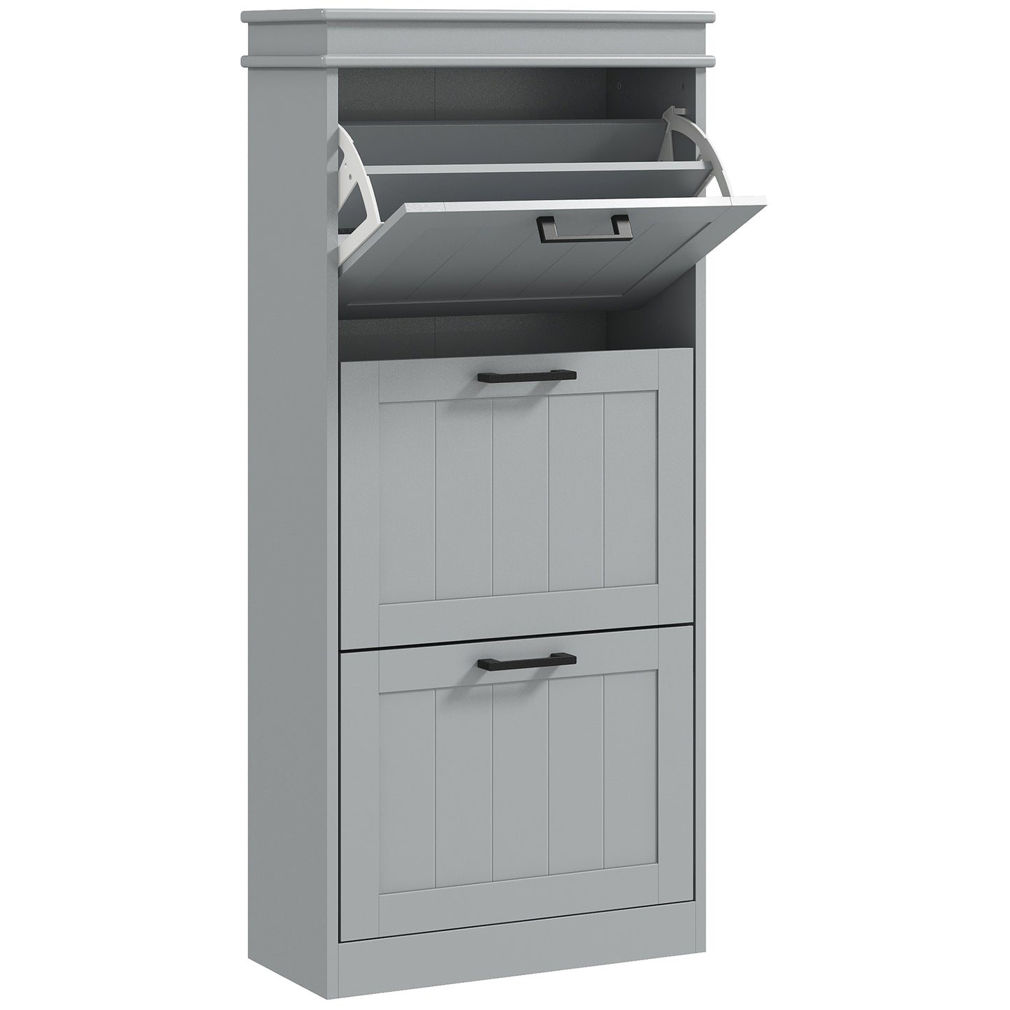 HOMCOM Three-Drawer Minimalistic Shoe Cabinet - Grey