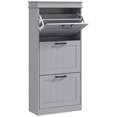 HOMCOM Three-Drawer Minimalistic Shoe Cabinet - Grey